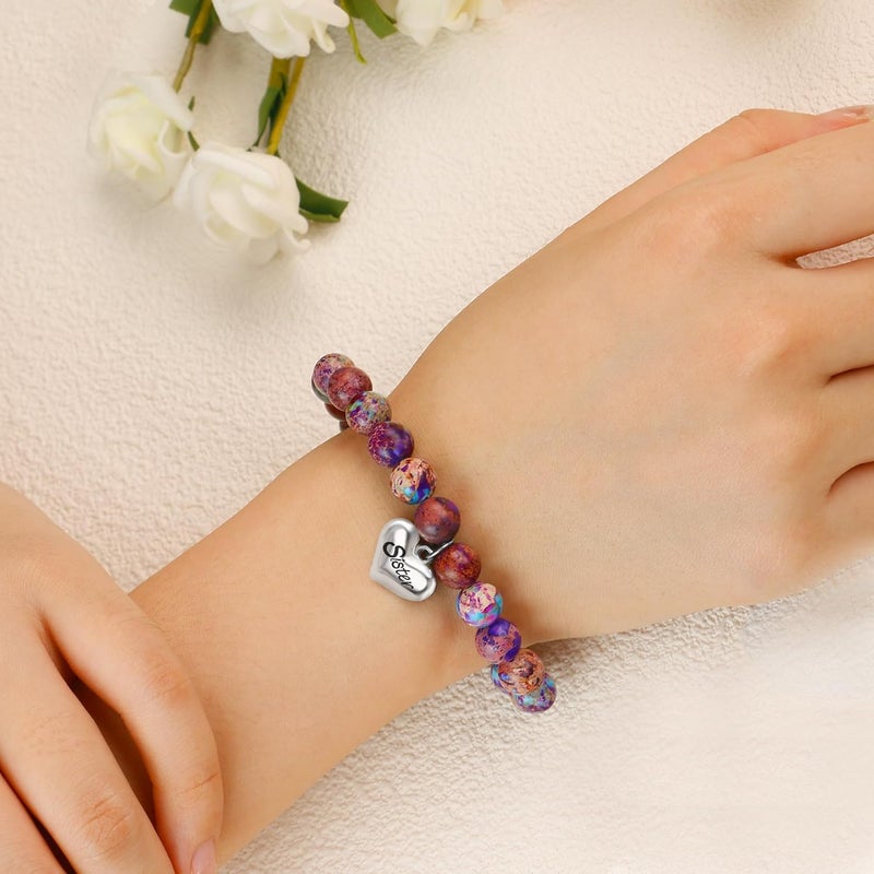 Sereney Valentines Day Gifts for Grandma Mom Bonus Mom, Grandma Bracelet as Grandmother Valentine Gifts, Bonus Mother Tree of Life Bracelet as Birthday Gift,Sister Bracelets for Women as Sister Gift - Image 2